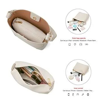 FOXLOVER Genuine Leather Shoulder Bags for Women Big Capacity Hobo Bucket Bag Lady Designer Handbag Purse