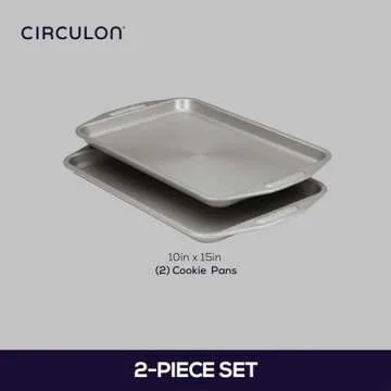 Circulon Total Bakeware Set Nonstick Cookie Baking Sheets, 2 Piece, Gray
