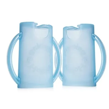 Flipping Holder Squeeze Proof Food Pouch Holder for Toddlers, Babies, Kids, Mess Free No Squeeze Juice Box Drink and Applesauce Snack Holder with Easy Grip Handles and Lid