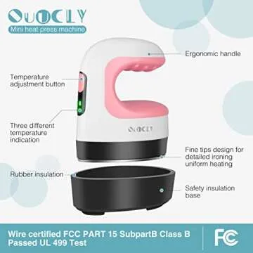 QuuCLY Mini Heat Press Machine, Mini Irons for Crafts,Portable Heat Press Easy for T-Shirts, Shoes, Hats and Small HTV Vinyl Projects Transfer(Pink)