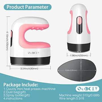 QuuCLY Mini Heat Press Machine, Mini Irons for Crafts,Portable Heat Press Easy for T-Shirts, Shoes, Hats and Small HTV Vinyl Projects Transfer(Pink)