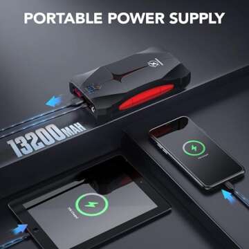 FLYLINKTECH Car Jump Starter 2500A Peak Current Portable Booster