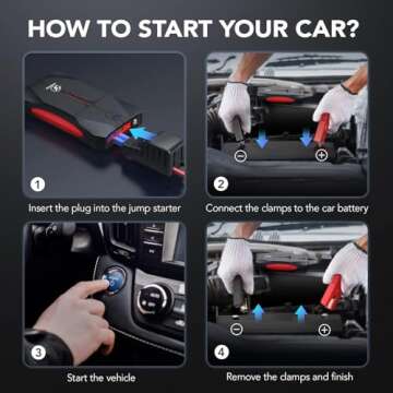 FLYLINKTECH Car Jump Starter 2500A Peak Current Portable Booster