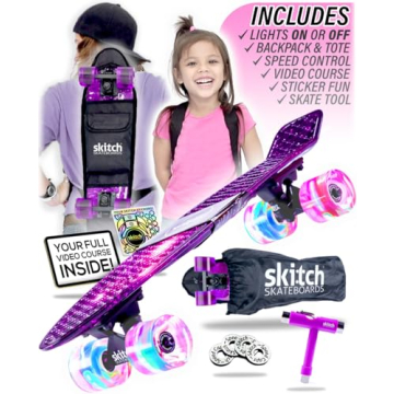 SKITCH Complete Skate Board for Kids 8-12 4-6-8-10 6-12 Year Old Beginner Girls Children Gift Set 22...