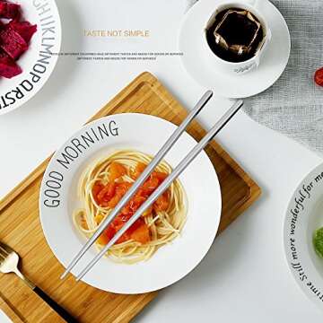 Metal Chopsticks Stainless Steel Non-skid Design Squared Chopsticks（6pairs）