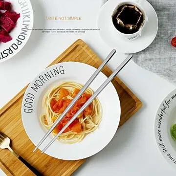 Metal Chopsticks Stainless Steel Non-skid Design Squared Chopsticks（6pairs）