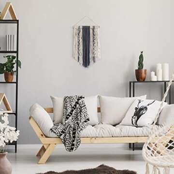 KRASKA Boho Wall Decor Hanging - Yarn Wall Hanging Decor Boho Tapestry - Hippie Decor Knitted Cute C...