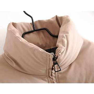 AMEBELLE Women Winter Thermal Baggy Stand Collar Full Zip Puffer Down Coats Jacket(0436-Khaki-S)