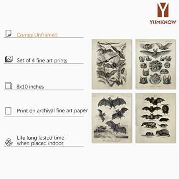 Bat Wall Decor - Creepy Gothic Wall Art - 8x10 Unframed Goth Decor - Gifts for Vampire Horror Fans -...