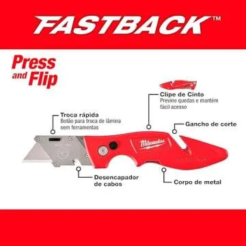 Milwaukee 48-22-1901 Fastback Press and Flip Utility Knife with Belt Clip and Onboard Wire Stripping