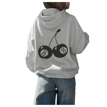Milumia Women's Cherry Graphic Hoodies Oversized Long Sleeve Drawstring Sweatshirts
