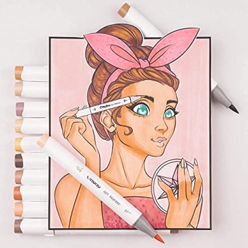 Ohuhu Brush Markers Skin Tone - 36 Portrait Skin Colors Double Tipped Art Marker Set