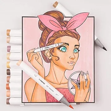Ohuhu Brush Markers Skin Tone - 36 Portrait Skin Colors Double Tipped Art Marker Set