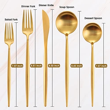 Matte Gold Silverware Set for 4 - Elegant Dining Essentials