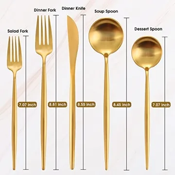 Matte Gold Silverware Set for 4 - Elegant Dining Essentials