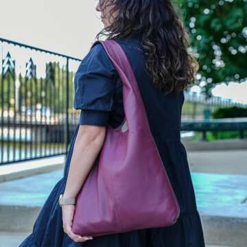 Leather Tote Bag for Women Ladies Purse Travel Shopping Bag Hobo Carry Shoulder Bag Multipurpose Han...