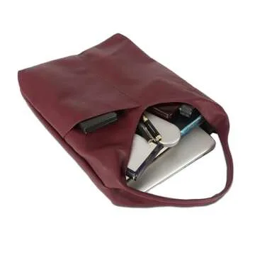 Leather Tote Bag for Women Ladies Purse Travel Shopping Bag Hobo Carry Shoulder Bag Multipurpose Handbag by KPL (Burgundy)