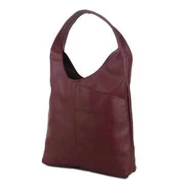 Leather Tote Bag for Women Ladies Purse Travel Shopping Bag Hobo Carry Shoulder Bag Multipurpose Handbag by KPL (Burgundy)