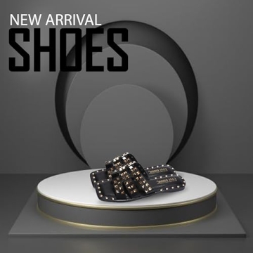 Cape Robbin Amisha Stylish Slide Sandals for Women - Womens Sandals with Gold Spikes - Studded Open-Toe Summer Slides for Women - Slip-On Women's Sandals