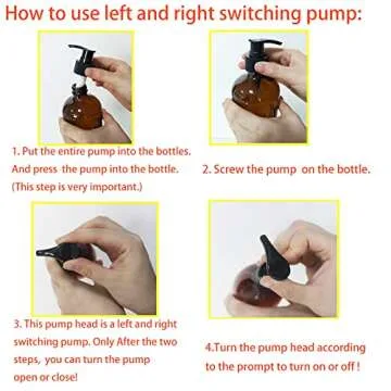 BPFY 12 Pack 8 oz Amber Glass Bottles with Pumps for Essential Oils, Cleaning Products, Lotions, Aro...