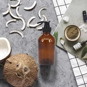 BPFY 12 Pack 8 oz Amber Glass Bottles with Pumps