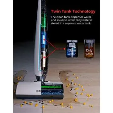 HIZERO Bionic Hard Floor Cleaner,Lightweight Cordless Wet Dry Electric Mop, Quiet Stick Hardwood Floors Cleaners,No Suction As Vacuums, Sweep Mop Dry Self Cleaning 4 in 1 Cleaning Machine,F803