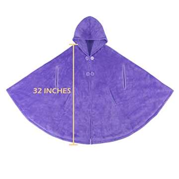 Catalonia Women's Lavender Poncho Cape, Sherpa Fleece Cloak Coat, Snuggly Hooded Wearable Blanket, Gift Idea for Mom and Teen Girls