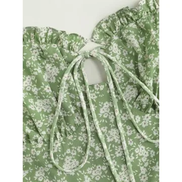 CIDER Santorini Beach Floral Tie Shoulder Dress for Summer