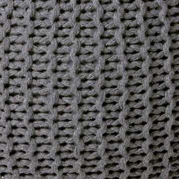 Urban Lifestyle Round Knit Pouf - Hand Woven Cotton, Dark Grey