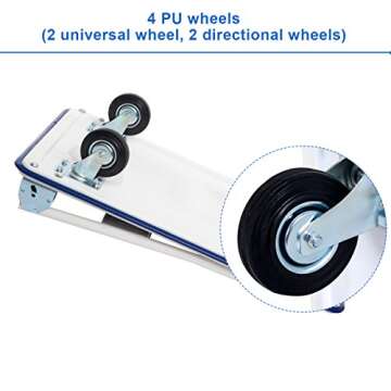 Giantex 5 660lbs Platform Cart Dolly Folding Foldable Moving Warehouse Push Hand Truck, Blue, 35.5inch x 24inch (Baseboard)