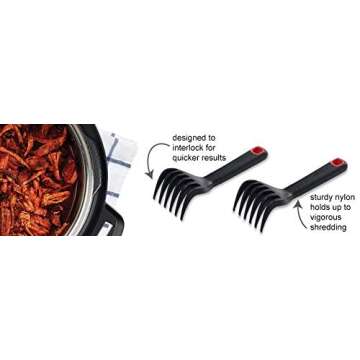 Official Meat Shredder Claws, Set of 2, Black - Excellent for Shredding Meat, Turning Roasts, and Transferring Shredded Meat - Durable, Heat Resistant, Safe for All Cookware, and Dishwasher Safe