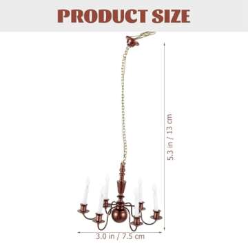 GANAZONO Dollhouse 6 Arm Candle Chandelier - LED Miniature Decor for Dollhouses