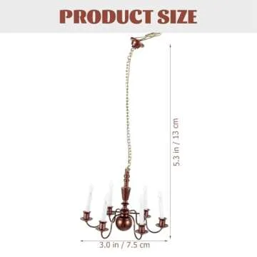 GANAZONO Dollhouse 6 Arm Candle Chandelier - LED Miniature Decor for Dollhouses