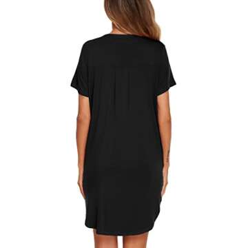 Ekouaer Women's Short Sleeve Nightshirt V-Neck Sleepwear