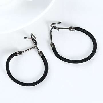 Frcolor Black Hair Hook Ponytail Holder with Hooks Hook Hair Tie Elastic Hair Styling Rubber Bands, Pack of 20