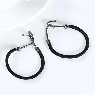 Frcolor Black Hair Hook Ponytail Holder with Hooks Hook Hair Tie Elastic Hair Styling Rubber Bands, Pack of 20