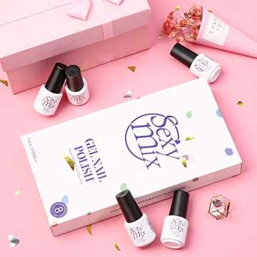 SEXY MIX Gel Nail Polish Set, Soak Off Nail Gel Color Changing Mood Gel Polish Temperature Change 8 Colors Tiny Bottles with Nice Box 0.24 OZ