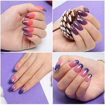 SEXY MIX Gel Nail Polish Set, Soak Off Nail Gel Color Changing Mood Gel Polish Temperature Change 8 Colors Tiny Bottles with Nice Box 0.24 OZ