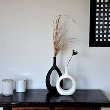 H-Wares Black and White Vases - Modern Decor for Home