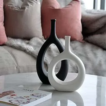H-Wares Black and White Vases - Modern Decor for Home