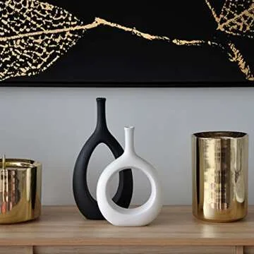 H-Wares Black and White Vases - Modern Decor for Home