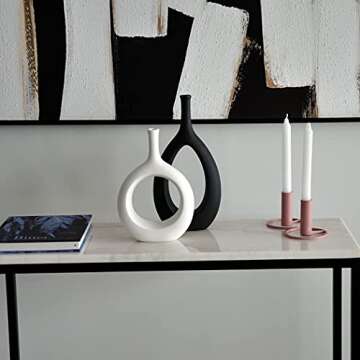 H-Wares Black and White Vases - Modern Decor for Home
