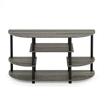 Furinno JAYA Simple Design Corner TV Stand, French Oak Grey/Black, 42.04 x 22.75 x 15.55 Inches