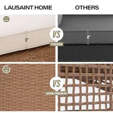 LAUSAINT HOME Outdoor Patio Furniture, 6 Piece Outdoor Sectional Sofa PE Rattan Wicker Patio Conversation Sets, All Weather Patio Furniture Set with Thick Cushions for Garden, Backyard(Beige)