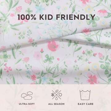 My Home Theory Laura Ashley Kids - Twin Sheets, Soft Wrinkle-Resistant Toddler Bedding Set, Fun & Whimsical Bedroom Decor, Ideal Girl Room Essentials (Posey Dance Pink, Twin/Twin XL)