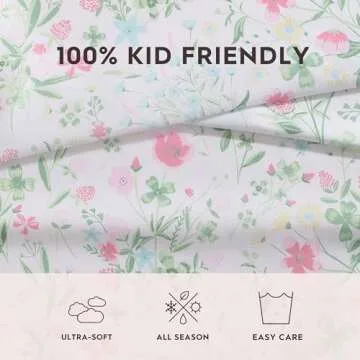 My Home Theory Laura Ashley Kids - Twin Sheets, Soft Wrinkle-Resistant Toddler Bedding Set, Fun & Whimsical Bedroom Decor, Ideal Girl Room Essentials (Posey Dance Pink, Twin/Twin XL)