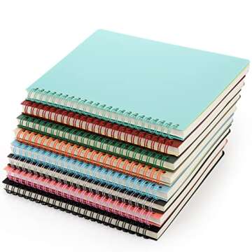 Dicunoy A5 Spiral Notebooks - 8 Pack Vibrant Colors