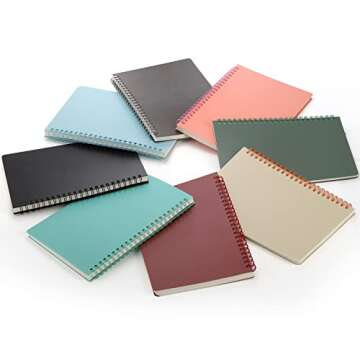 Dicunoy A5 Spiral Notebooks - 8 Pack Vibrant Colors