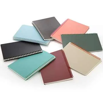 Dicunoy A5 Spiral Notebooks - 8 Pack Vibrant Colors