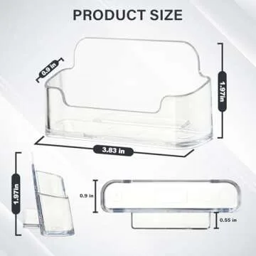 DMFLY Business Card Holder for Desk - 4 Pack Acrylic Business Card Holder Stand Display Plastic, Desktop Business Card Holders for Exhibition, Home & Office, Fits 30-50 Business Cards